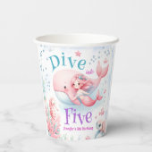 Tauchen Sie in fünf ein! Girl Pink Mermaid 5. Gebu Pappbecher (Rückseite)