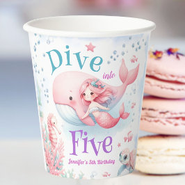 Tauchen Sie in fünf ein! Girl Pink Mermaid 5. Gebu Pappbecher