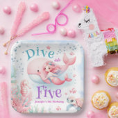 Tauchen Sie in fünf ein! Girl Pink Mermaid 5. Gebu Pappteller (Party)