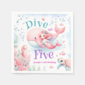 Tauchen Sie in fünf ein! Girl Pink Mermaid 5. Gebu Serviette (Vorderseite)