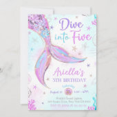 Tauchen Sie in fünf Meerjungfrau Lila Aquamarin 5. Einladung (Vorderseite)