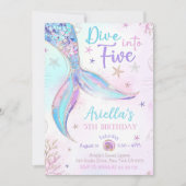 Tauchen Sie in fünf Meerjungfrau Lila Aquamarin 5. Einladung (Vorderseite)