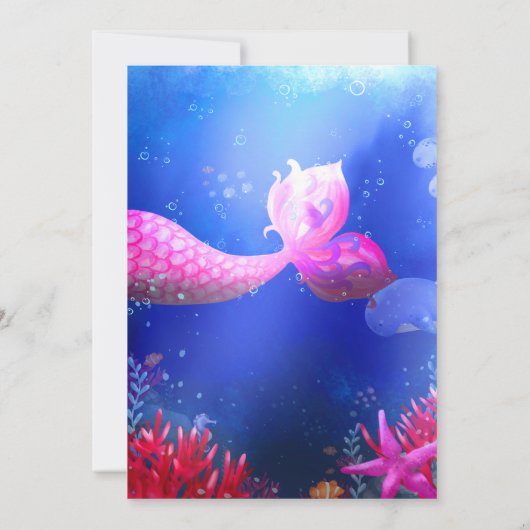 Tauchen Sie in fünf - Meerjungfrau mit Foto Einladung (Rückseite)