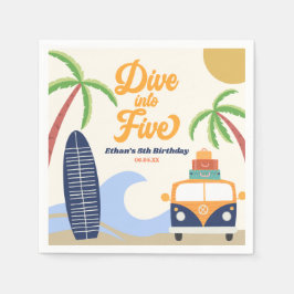 Tauchen Sie in fünf Surf Blue 5. Geburtstagsparty Serviette