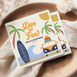 Tauchen Sie in fünf Surf Blue 5. Geburtstagsparty  Serviette