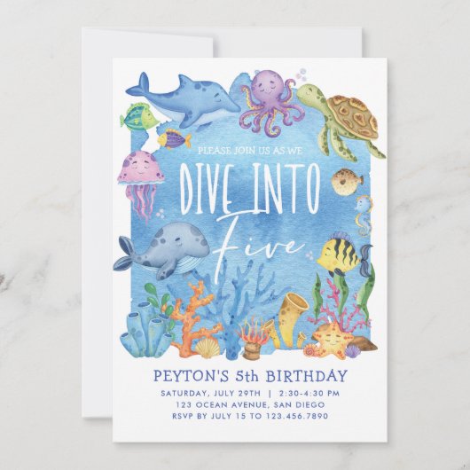 Tauchen Sie unter dem Meer in die fünfte Einladung (Vorderseite)
