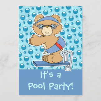 Tauchen Teddy Bear Pool Party Einladung