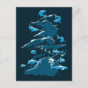 Tauchen und Haie Postkarte