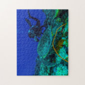 Tauchen und Meeresschildkröte auf dem Great Barrie Puzzle (Vertikal)