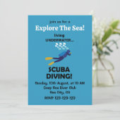 Tauchen Unterwasser Einladung (Stehend Vorderseite)