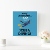 Tauchen Unterwasser Quadratische Wanduhr (Zuhause)