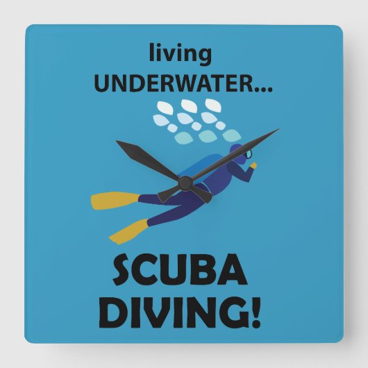 Tauchen Unterwasser Quadratische Wanduhr (Vorderseite)