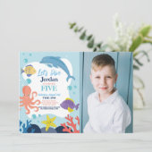 Tauchen wir 5 Ocean Dolphin Octopus Sea Foto Einladung (Stehend Vorderseite)