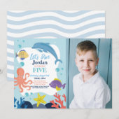 Tauchen wir 5 Ocean Dolphin Octopus Sea Foto Einladung (Vorne/Hinten)