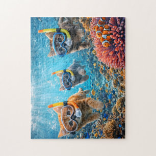 Tauchende Katzen/lustige Katzen Puzzle/ Geschenk Puzzle