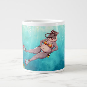 Tauchender Nilpferd unter Wasser Jumbo-Tasse