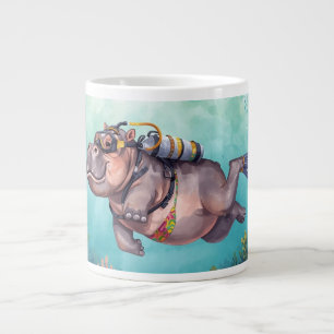 Tauchender Nilpferd unter Wasser Jumbo-Tasse