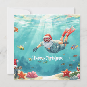 Tauchender Weihnachtsmann Unterwasser-Weihnachtsfe Feiertagskarte