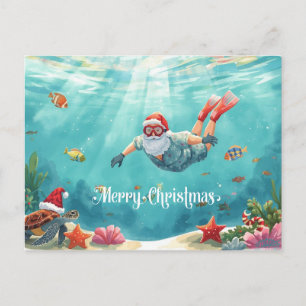 Tauchender Weihnachtsmann Unterwasser-Weihnachtsfe Feiertagspostkarte