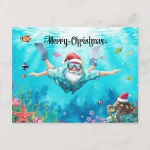 Tauchender Weihnachtsmann Unterwasser-Weihnachtsfe Feiertagspostkarte