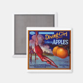 Tauchendes Mädchen Äpfel Magnet (Vorderseite/Rückseite)
