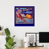 Tauchendes Mädchen Äpfel Poster (Heimbüro)