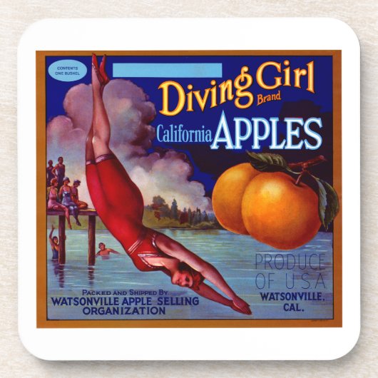 Tauchendes Mädchen Äpfel Untersetzer (Vorderseite)