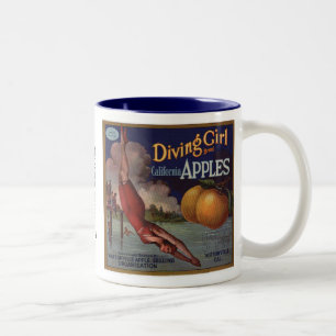 Tauchendes Mädchen Äpfel Zweifarbige Tasse