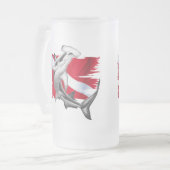 Tauchenflagge mit Hammerhai Haifischtaucher unten Mattglas Bierglas (Vorderseite Links)