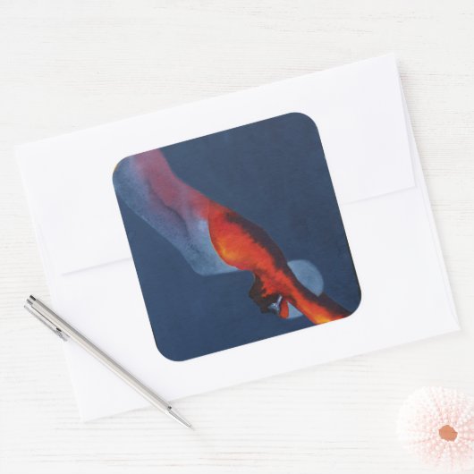 Taucher 2 quadratischer aufkleber (Umschlag)