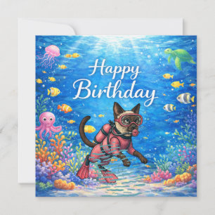 Taucher Alles Gute zum Geburtstag unter Wasser Feiertagskarte
