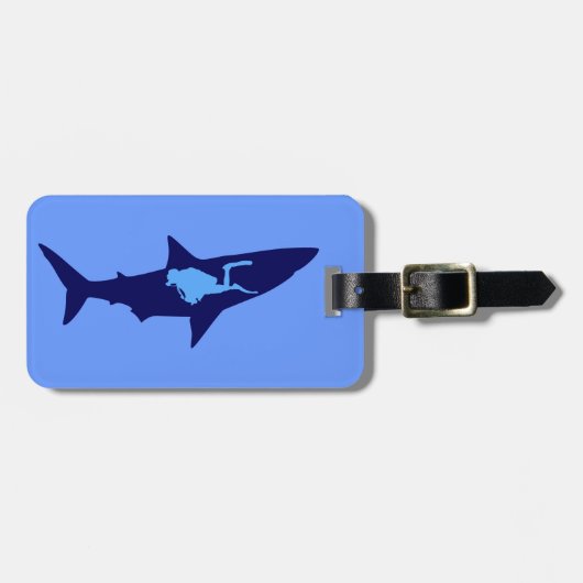 Taucher Hai diver shark Gepäckanhänger (Vorderseite horizontal)