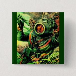 Taucher im Tauchhelm Button