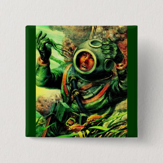 Taucher im Tauchhelm Button (Vorderseite)