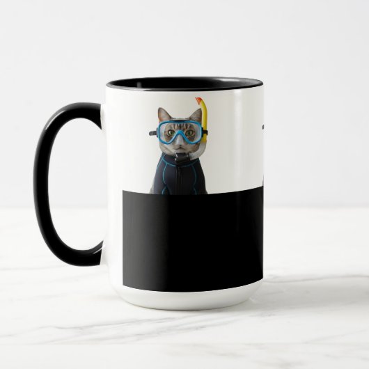Taucher Katze,Taucheranzug und Schnorchel Tasse (Links)