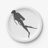 Taucher mit schwarzer Silhouette Pappteller (Vorderseite)