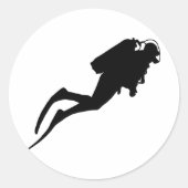 Taucher Runder Aufkleber (Vorderseite)
