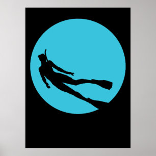 Taucher-Silhouette Poster