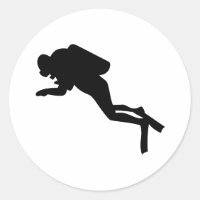 Taucher-Silhouette - Rundaufkleber