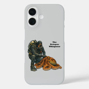 Taucher streichelt einen großen Kraken URM iPhone 16 Hülle