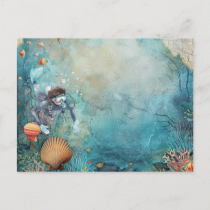 Taucher Tauchen unter Wasser Postkarte