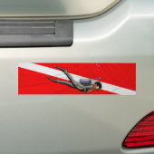 Taucher und geknitterte Tauchen-Flagge Autoaufkleber (Auf Auto)