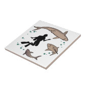 Taucher und Haie Fliese (Seite)