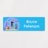 Taucher und Meerestiere Cartoon personalisiert Etiketten (Design 2)