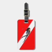 Taucher und Tauchen-Flagge Gepäckanhänger (Vorderseite vertikal)