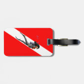 Taucher und Tauchen-Flagge Gepäckanhänger (Rückseite horizontal)