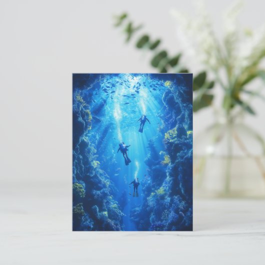 Taucher, Unterwasserwelt Postkarte (Stehend Vorderseite)