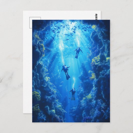Taucher, Unterwasserwelt Postkarte (Vorne/Hinten)