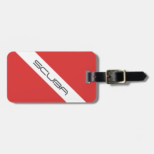 Taucherflagge, Emblem Red White - Scuba Diving Sym Gepäckanhänger (Vorderseite horizontal)