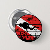 Taucherflagge für Unterwasserwelt Button (Vorne & Hinten)